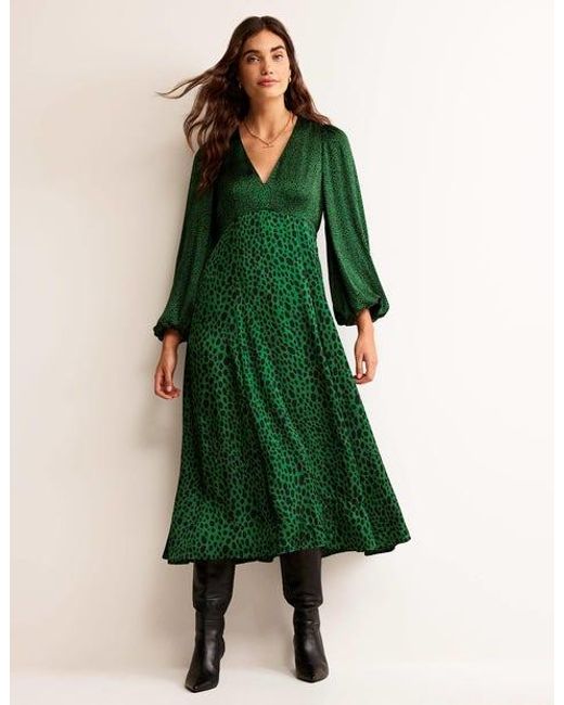 Robe style 40s midi à manches blousantes Boden en coloris Green
