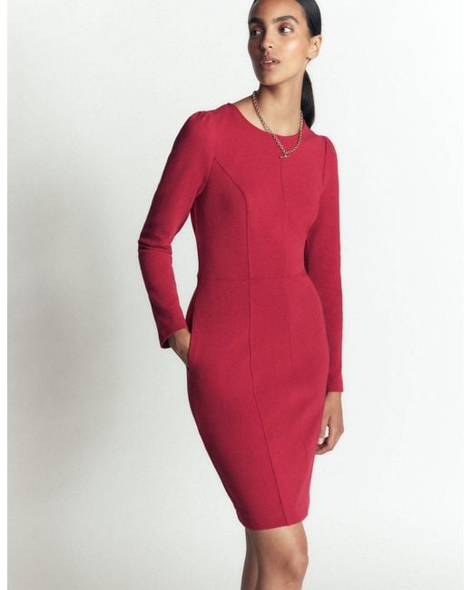 Boden Red Marla Seamed Ottoman Dress
