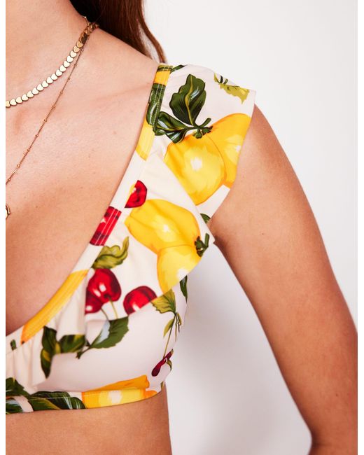 Boden White Evia Ruffle Bikini Top