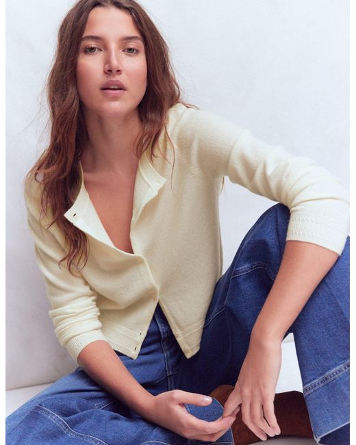 Boden Blue Eva Cashmere Cropped Cardigan