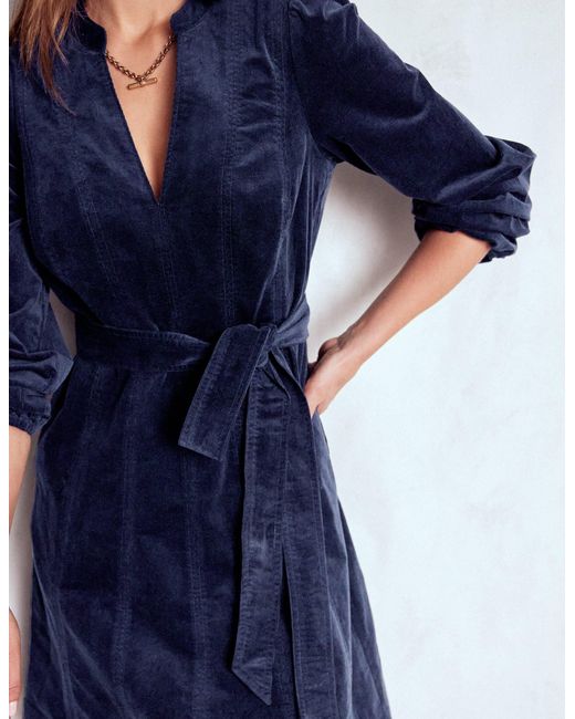 Boden Blue Ros Panelled Cord Short Dress