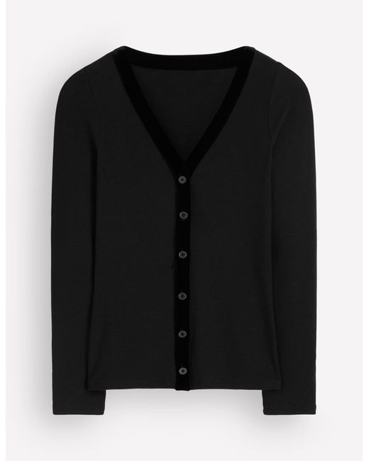 Boden Blue Velvet Trimmed V-Neck Top