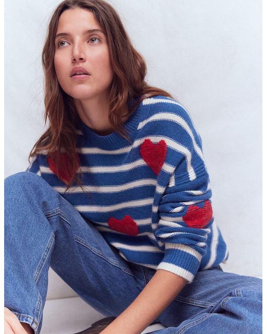 Boden Blue Isa Embroidered Jumper