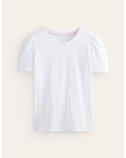 T-shirt en coton à manches bouffantes Boden en coloris White