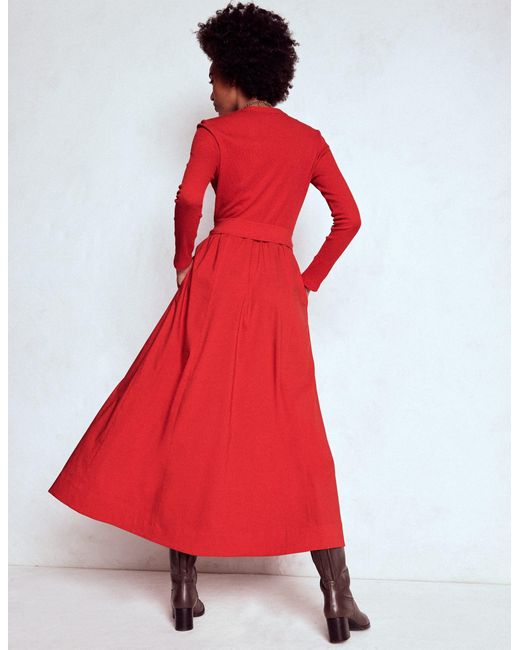 Boden Red Button Detail Mix Dress