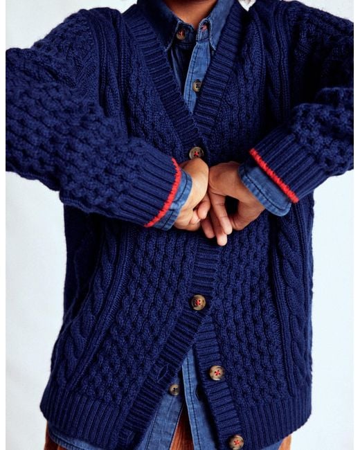 Gilet Torsadé Traditionnel-Bleu Marine Universitaire Boden pour homme en coloris Blue