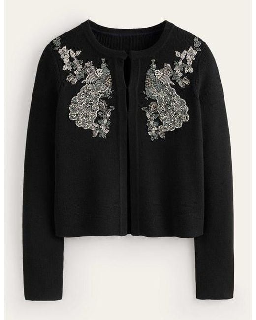 Boden Black Embellished Knitted Jacket