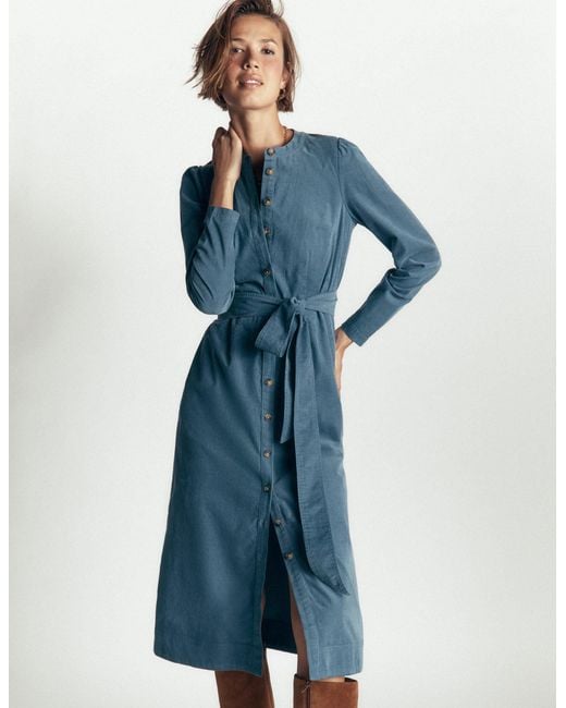 Boden Purple Louise Cord Midi Shirt Dress