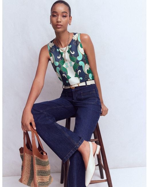 Boden White Relaxed Sleeveless Shell Top