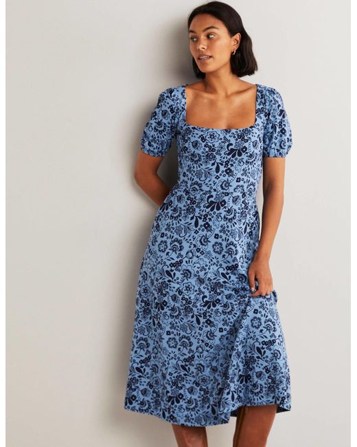 Boden Short Sleeve Jersey Midi Dress in Blue Lyst