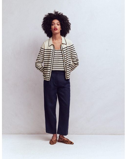 Boden White Liz Knitted Collared Cardigan