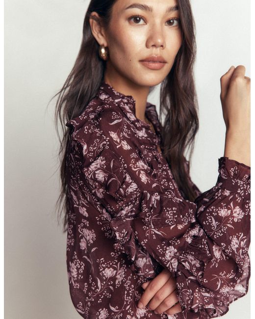Boden Blue Ruffled Georgette Top