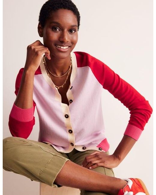 Boden Pink Meg Saddle Sleeve Cardigan