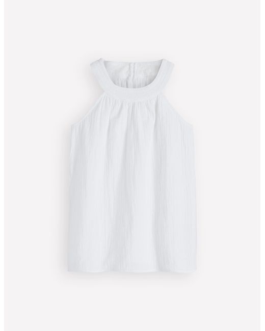 Boden White Halter-Neck Double Cloth Top