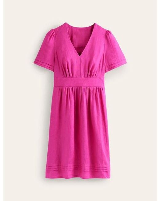 Boden Pink Eve Linen Short Dress
