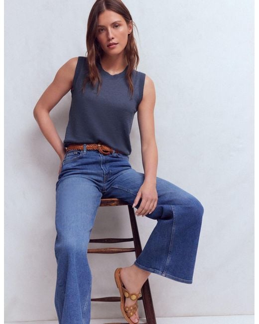 Boden Blue Agnes Linen Tank