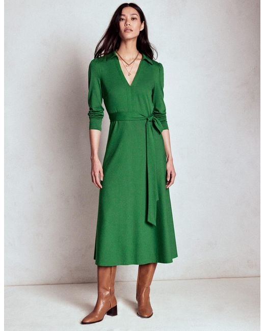 Boden Green Imogen Collared Jersey Dress