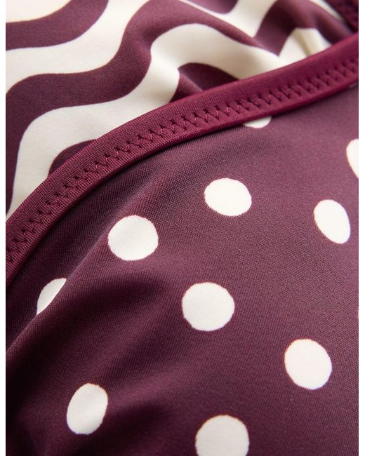 Boden Multicolor Symi Reversible Bikini Top-Chocberry, Stripe & Dot