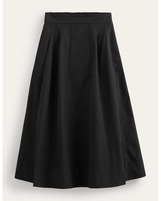 Boden Taffeta Pull-on Midi Skirt in Black | Lyst