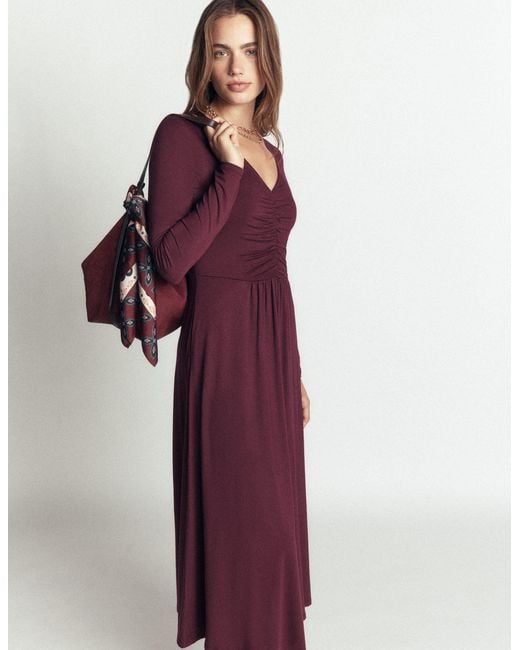 Boden Purple Jasmine Ruched Jersey Dress