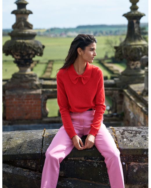 Boden Red Bow Neck Knitted Jumper