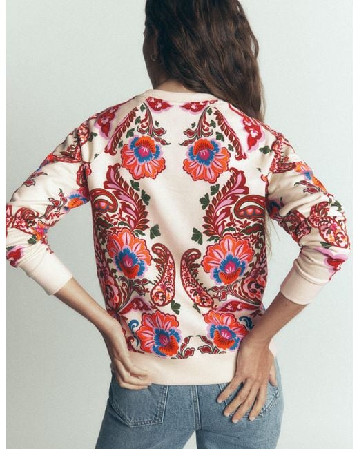Boden Red Rosa Printed Sweatshirt