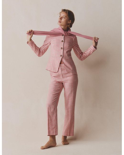 Boden Pink Canonbury 7/8 Linen Trousers