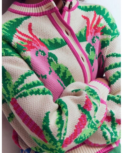 Boden Green Abi Jacquard Cardigan