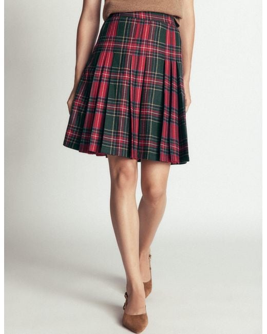 Boden Red Multi Panel Wool Blend Skirt