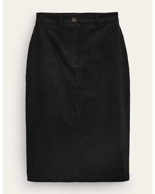 Boden Black Margot Cord Midi Skirt