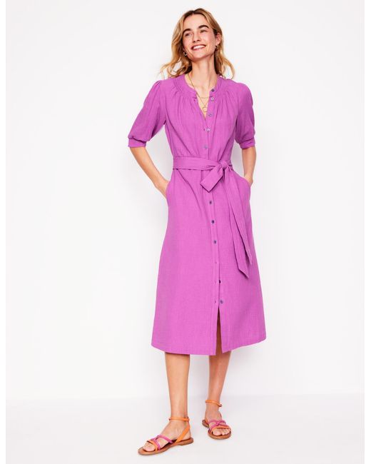 Boden Pink Ada Double Cloth Midi Dress