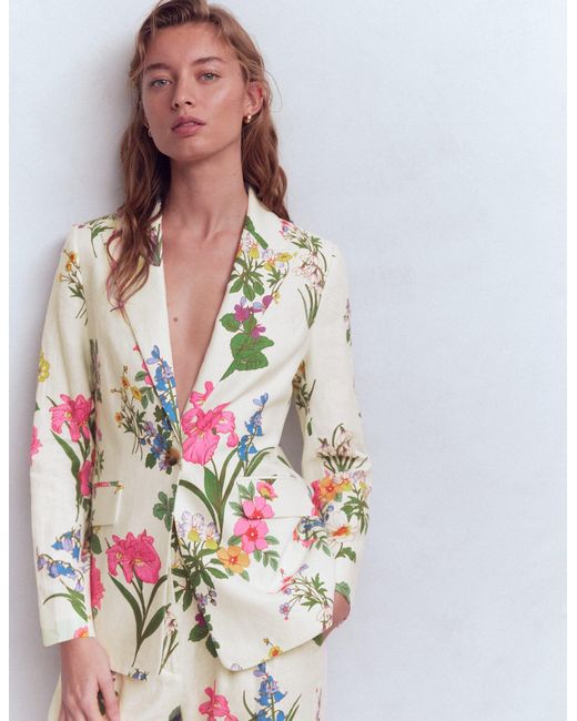 Boden White Woodbridge Linen Blazer