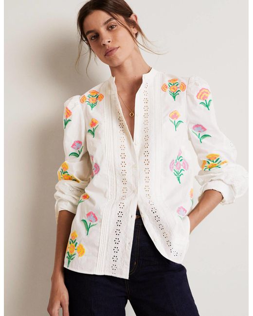 Boden Natural Julianne Embroidered Blouse Embroidery