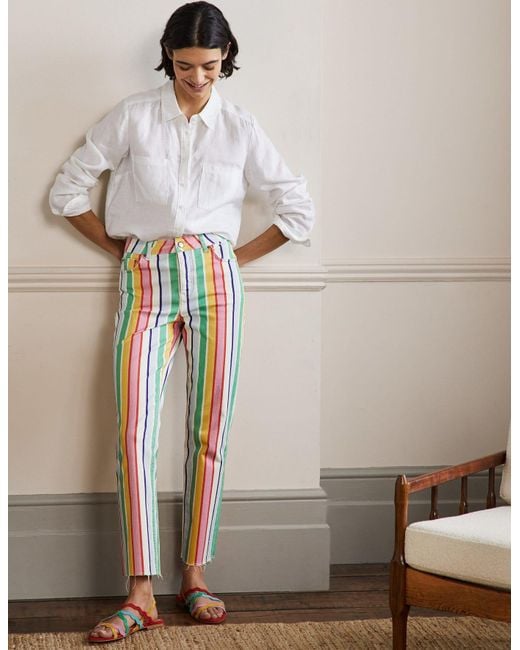 Boden Multicolor Relaxed Straight Jeans Rainbow Stripe