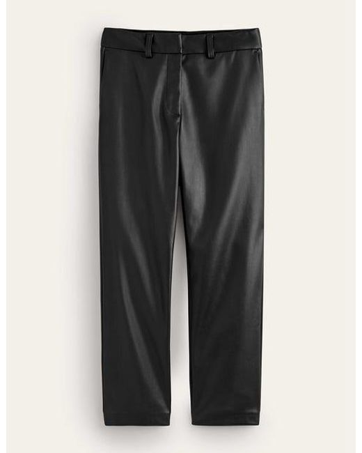 Boden Black Tapered Faux-leather Trousers