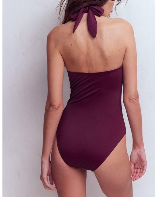 Boden Purple Kythira Ruched Swimsuit