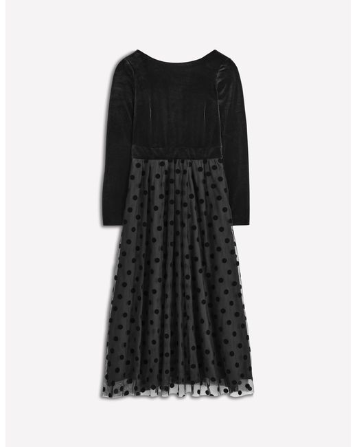 Boden Black Velvet Bodice Jersey Dress