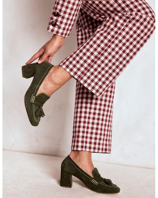 Boden Green Sol Block Heeled Penny Loafers