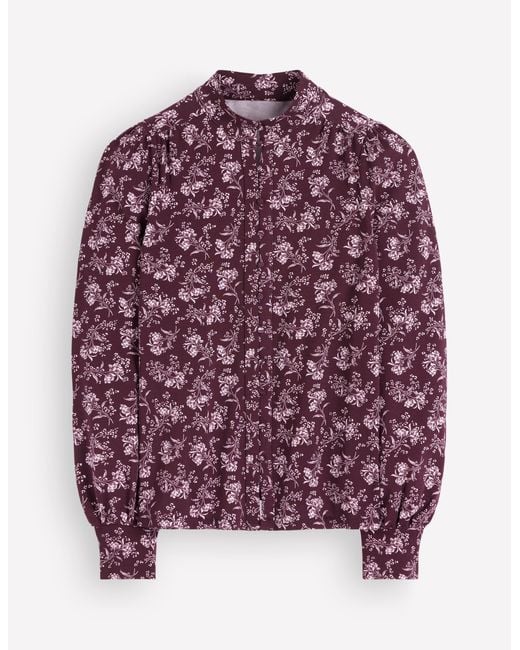 Boden Green Isla Funnel Neck Button Blouse