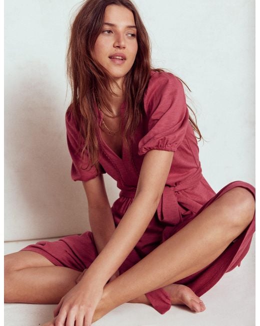 Boden Red Sofia Trim Jersey Midi Dress