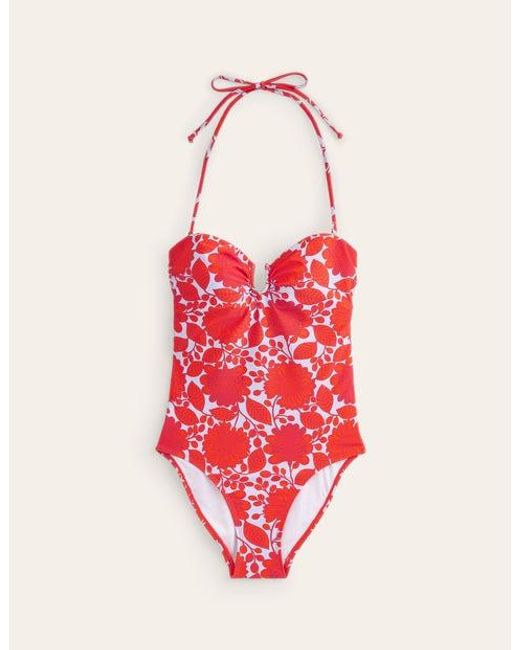 Boden Red U Bar Swimsuit Fire Cracker, Gardenia Swirl