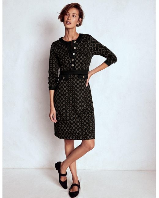 Boden Black Lavinia Button Shift Dress