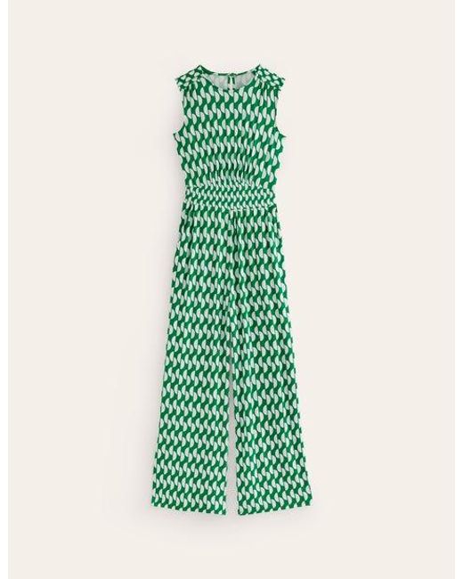 Boden Thea Jersey Jumpsuit Green, Geo Wave