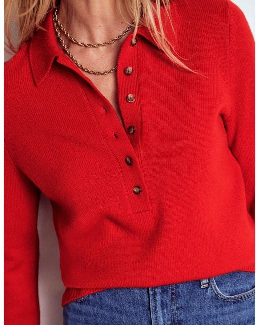 Boden Red Kaschmirpullover Mit Kragen