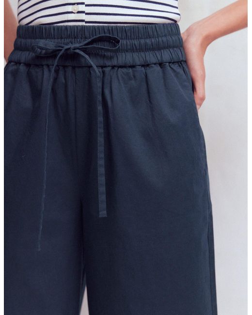 Boden Blue Greenwich Tie Waist Trousers