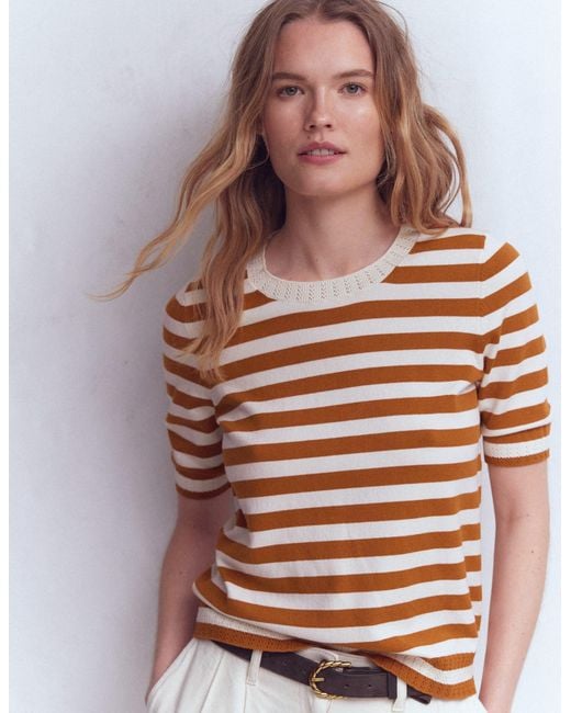 Boden Blue Emilia Cotton Crew T-Shirt