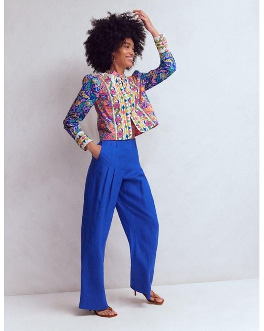 Boden Blue Printed Trim Jacket