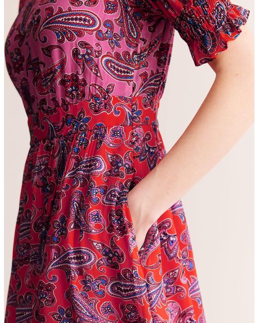 Boden Smocked Cuff Maxi Dress Ming Green, Gardenia Swirl