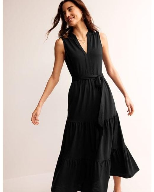 Boden Black Naomi Notch Jersey Maxi Dress