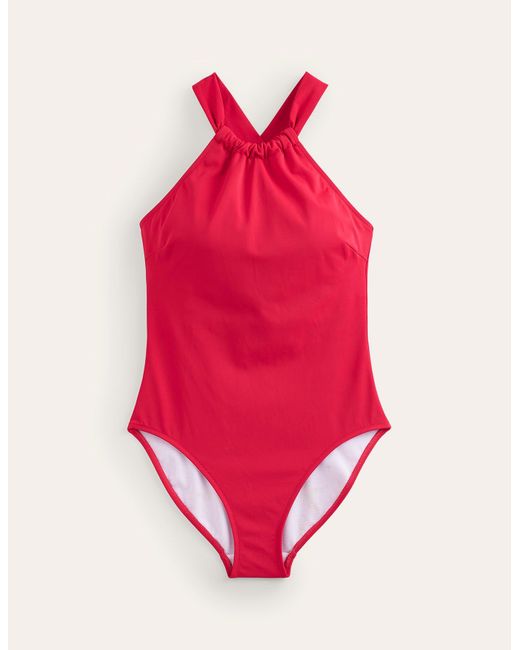 Maillot de bain froncé et croisé dans le dos Boden en coloris Pink